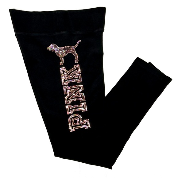PINK Victoria's Secret Pants - PINK VICTORIA’S SECRET ROSE GOLD PUP DOG BLING COTTON LEGGINGS